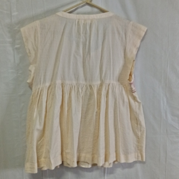 Lucky Brand Embroidered Flutter Sleeve Top Pink Nude Boho Cotton - Picture 8 of 13